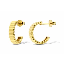 15.5mm Ribbed J-Hoop Earrings in Semi-Solid 10K Gold