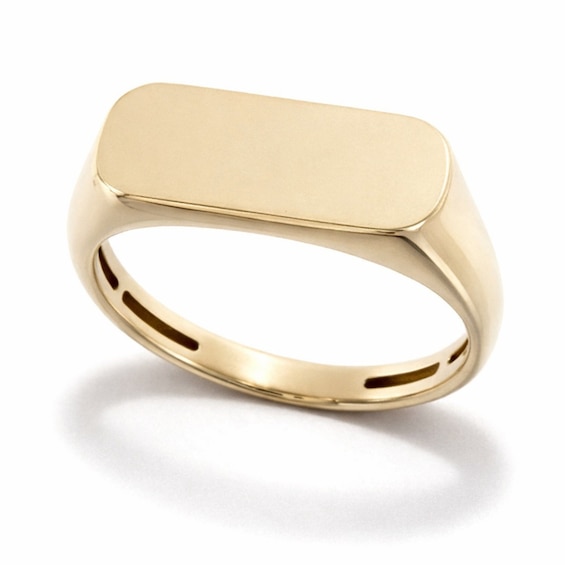 Rounded Rectangle Signet Ring in Semi-Solid 10K Gold