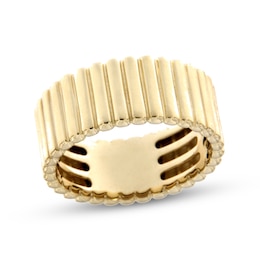 8.0mm Ribbed Ring in Semi-Solid 10K Gold