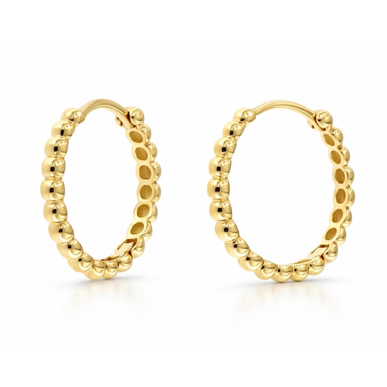 17.0mm Beaded Hoop Earrings in Semi-Solid 10K Gold