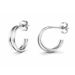 14.5mm Double J-Hoop Earrings in Semi-Solid Sterling Silver