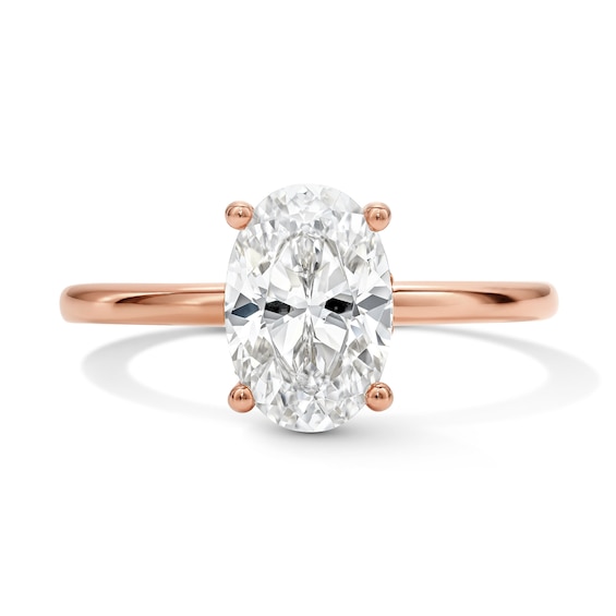 1-3/4 CT. T.w. Certified Oval Lab-Grown Diamond Solitaire Hidden Frame Engagement Ring in 14K Rose Gold (F/Vs2)