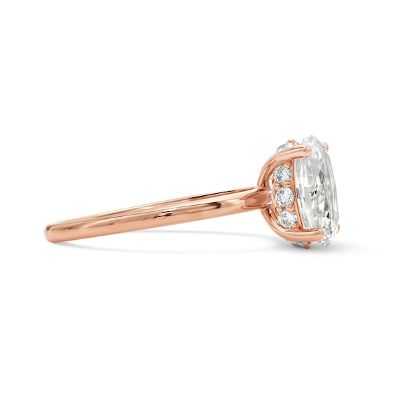 1-3/4 CT. T.w. Certified Oval Lab-Grown Diamond Solitaire Hidden Frame Engagement Ring in 14K Rose Gold (F/Vs2)