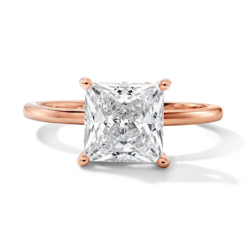 Main Image 1 of 1-3/4 CT. T.W. Certified Princess-Cut Lab-Grown Diamond Hidden Frame Solitaire Engagement Ring in 14K Rose Gold (F/VS2)