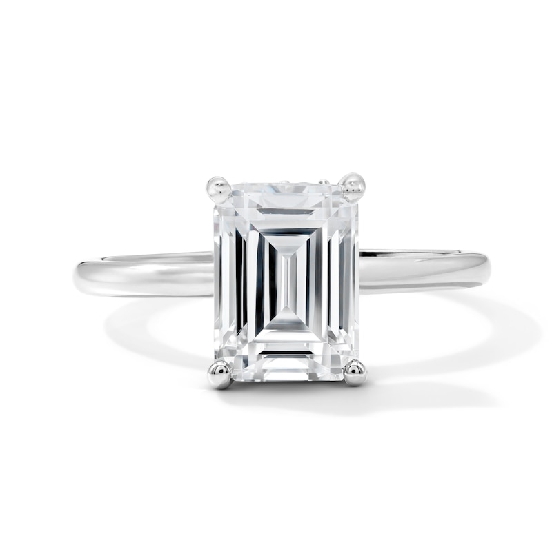 Main Image 1 of 2-3/4 CT. T.W. Certified Emerald-Cut Lab-Grown Diamond Hidden Frame Solitaire Engagement Ring in 14K White Gold (F/VS2)