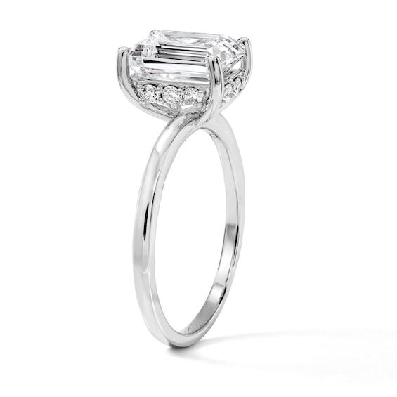 2-3/4 CT. T.w. Certified Emerald-Cut Lab-Grown Diamond Hidden Frame Solitaire Engagement Ring in 14K White Gold (F/Vs2)