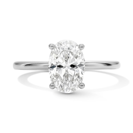 1-3/4 CT. T.W. Certified Oval Lab-Grown Diamond Solitaire Hidden Frame Engagement Ring in 14K White Gold (F/VS2)