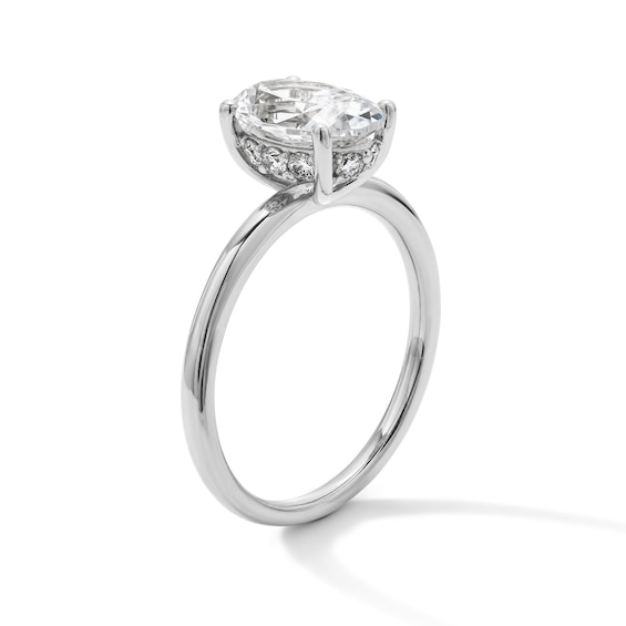 1-3/4 CT. T.w. Certified Oval Lab-Grown Diamond Solitaire Hidden Frame Engagement Ring in 14K White Gold (F/Vs2)