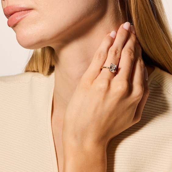 2-3/4 CT. T.w. Certified Emerald-Cut Lab-Grown Diamond Solitaire Hidden Frame Engagement Ring in 14K Gold (F/Vs2)