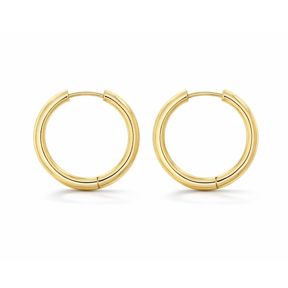 24.5mm Tube Hoop Earrings in Semi-Solid 10K Gold