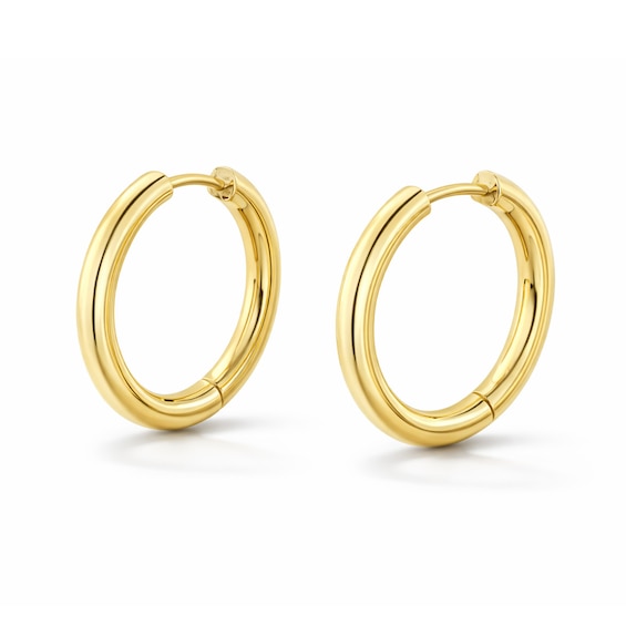 24.5mm Tube Hoop Earrings in Semi-Solid 10K Gold