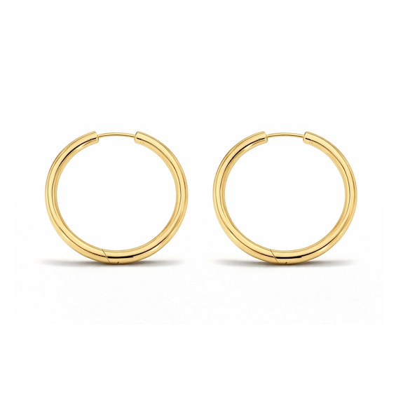 34.5mm Hoop Earrings in Semi-Solid 10K Gold