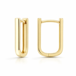 12.3mm Angled Hoop Earrings in Semi-Solid 10K Gold