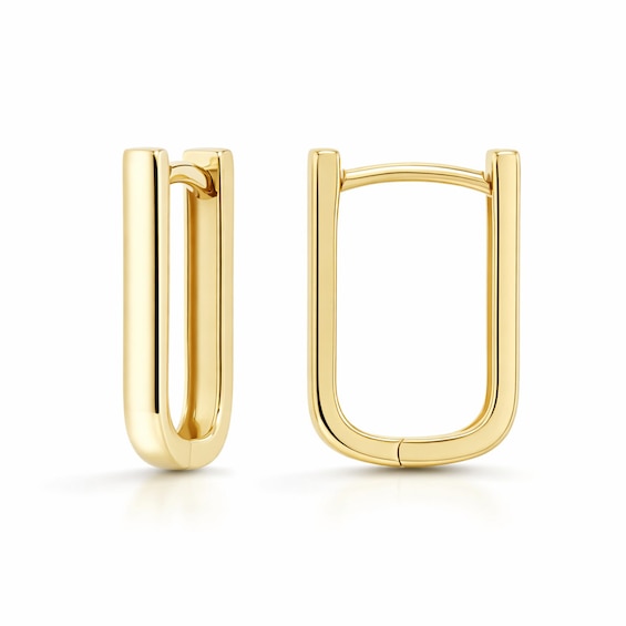 12.3mm Angled Hoop Earrings in Semi-Solid 10K Gold