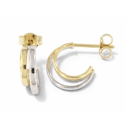 14.5mm J-Hoop Earrings in Semi-Solid 10K Two-Tone Gold