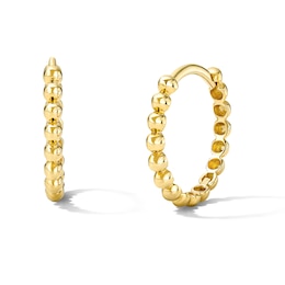 12.0mm Beaded Hoop Earrings in Semi-Solid 10K Gold