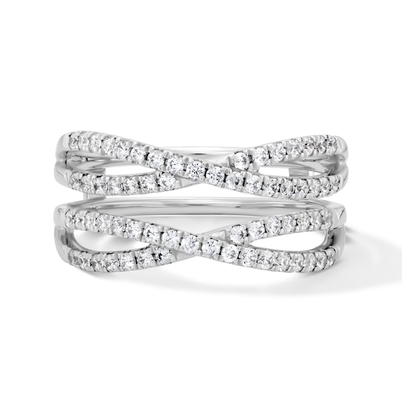 1/2 CT. T.w. Diamond Crossover Enhancer Ring in 14K White Gold