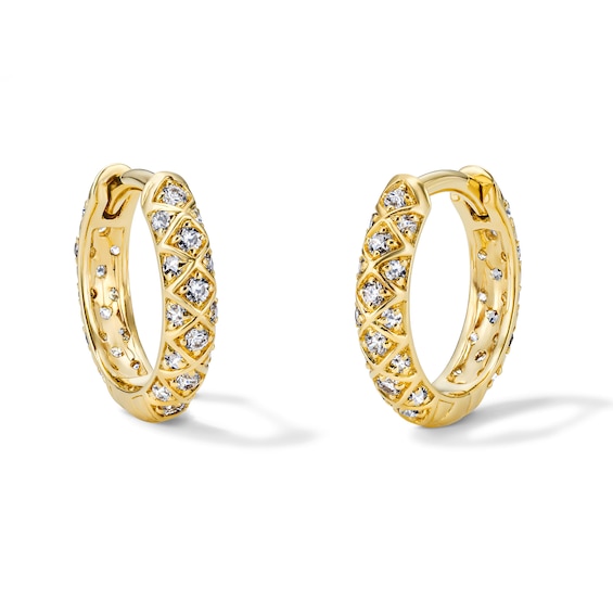3/8 CT. T.w. Lab-Grown Diamond Lattice Hoop Earrings in 10K Gold (F/Vs2)