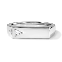 1/3 CT. T.W. Trillion-Cut Lab-Grown Diamond Angled Signet Ring in Sterling Silver (F/VS2)