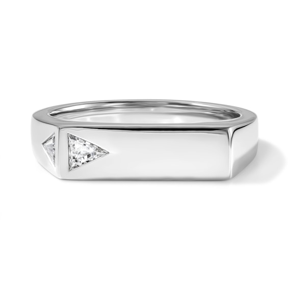1/3 CT. T.w. Trillion-Cut Lab-Grown Diamond Angled Signet Ring in Sterling Silver (F/Vs2)