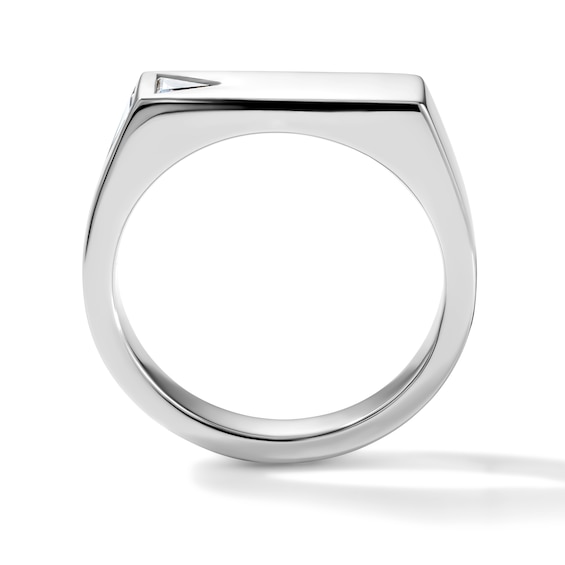 1/3 CT. T.w. Trillion-Cut Lab-Grown Diamond Angled Signet Ring in Sterling Silver (F/Vs2)