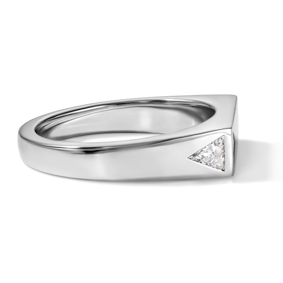 1/3 CT. T.w. Trillion-Cut Lab-Grown Diamond Angled Signet Ring in Sterling Silver (F/Vs2)