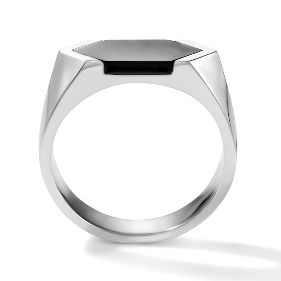 Hexagon-Cut Black Onyx Ring in Sterling Silver