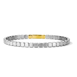 Flexible Bangle Bracelet in Titanium and Sterling Silver with 24K Gold Vermeil - 7.5"