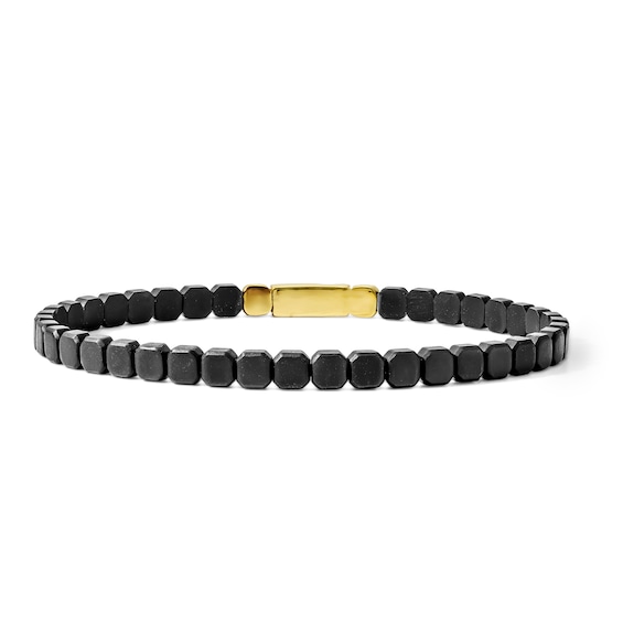 Flexible Bangle Bracelet in Black Titanium and Sterling Silver with 24K Gold Vermeil - 7.5"