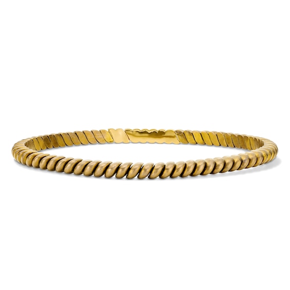 Curve Link Flexible Bangle Bracelet in Brown Titanium and Sterling Silver with 24K Gold Vermeil - 7.5"