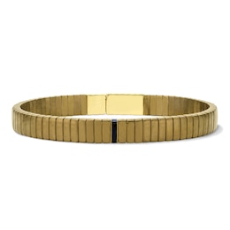 Bangle Bracelet in Brown Titanium, Ceramic, and Sterling Silver with 24K Gold Vermeil - 7.5"