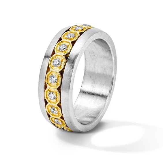5/8 CT. T.w. Lab-Grown Diamond Eternity Band in Titanium and Sterling Silver with 24K Gold Vermeil (F/Vs2)