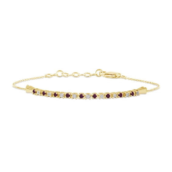 Ruby and Diamond Accent Bracelet in 10K Gold - 7.25"