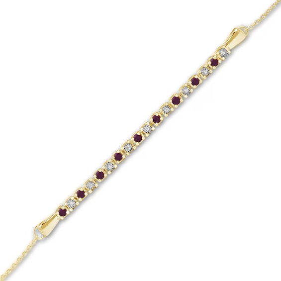 Ruby and Diamond Accent Bracelet in 10K Gold - 7.25"