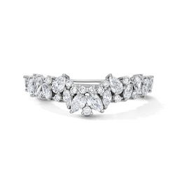 3/4 CT. T.W. Pear-Shaped and Marquise-Cut Lab-Grown Diamond Contour Anniversary Band in 14K White Gold (F/VS2)