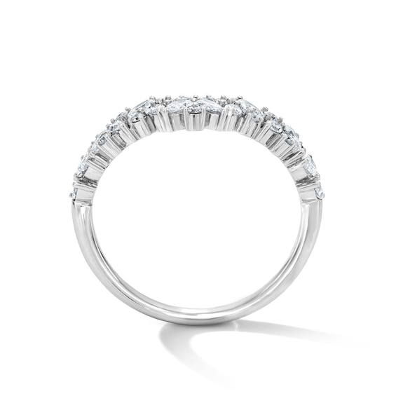 3/4 CT. T.w. Pear-Shaped and Marquise-Cut Lab-Grown Diamond Contour Anniversary Band in 14K White Gold (F/Vs2)