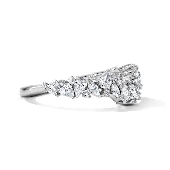 3/4 CT. T.w. Pear-Shaped and Marquise-Cut Lab-Grown Diamond Contour Anniversary Band in 14K White Gold (F/Vs2)