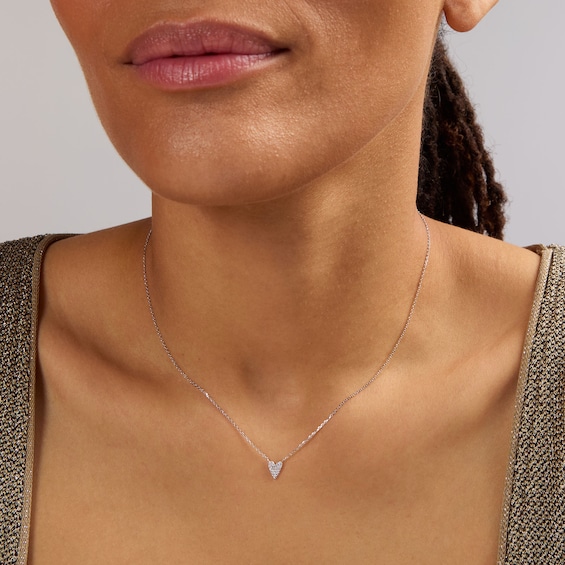 1/10 CT. T.w. Lab-Grown Diamond Heart Necklace in 10K White Gold (F/Vs2) - 18"