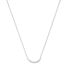 Lab-Grown Diamond Accent Curved Bar Necklace in 10K White Gold (F/VS2) - 18"