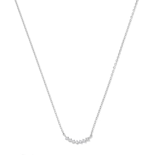 Lab-Grown Diamond Accent Curved Bar Necklace in 10K White Gold (F/VS2) - 18"