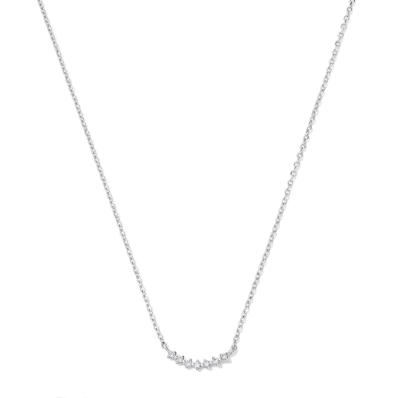 Lab-Grown Diamond Accent Curved Bar Necklace in 10K White Gold (F/Vs2) - 18"