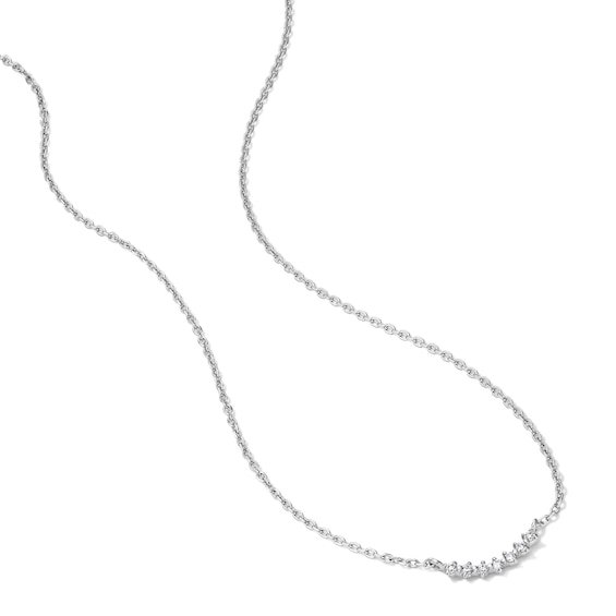 Lab-Grown Diamond Accent Curved Bar Necklace in 10K White Gold (F/Vs2) - 18"