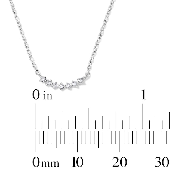 Lab-Grown Diamond Accent Curved Bar Necklace in 10K White Gold (F/Vs2) - 18"