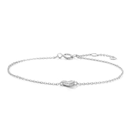1/10 CT.T.W. Lab-Grown Diamond Heart Bracelet in 10K White Gold (F/VS2) - 7.0″