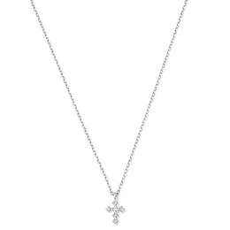 Lab-Grown Diamond Accent Cross Necklace in 10K White Gold (F/VS2)