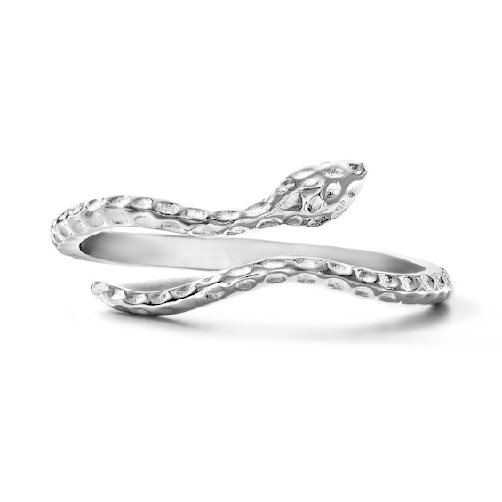 Textured Snake Open Wrap Ring in Sterling Silver