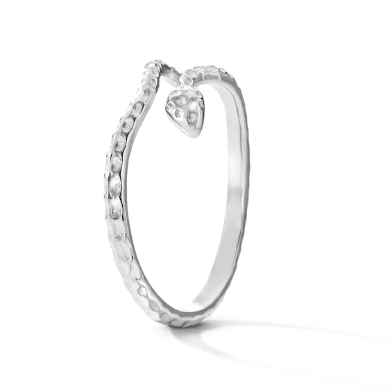 Textured Snake Open Wrap Ring in Sterling Silver