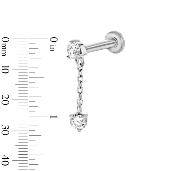 1/15 CT. T.w. Lab-Grown Diamond Chain Dangle Single Cartilage Stud Earring in Solid 14K White Gold (F/Vs2)