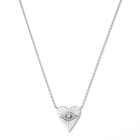 1/15 CT. T.w. Lab-Grown Diamond Evil Eye Heart Necklace in Sterling Silver (F/Vs2)