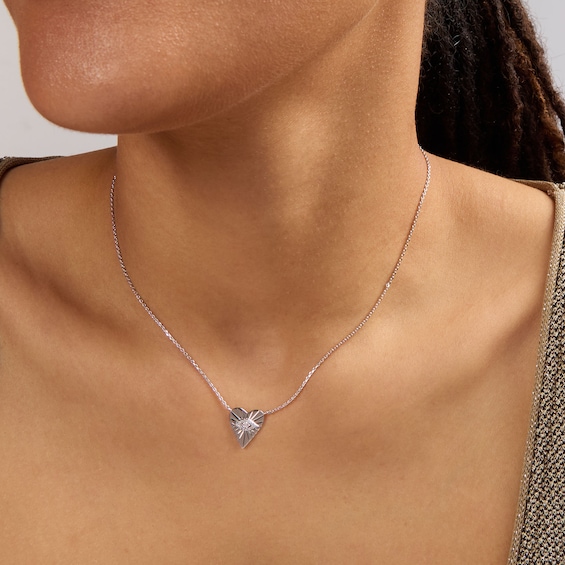 1/15 CT. T.w. Lab-Grown Diamond Evil Eye Heart Necklace in Sterling Silver (F/Vs2)